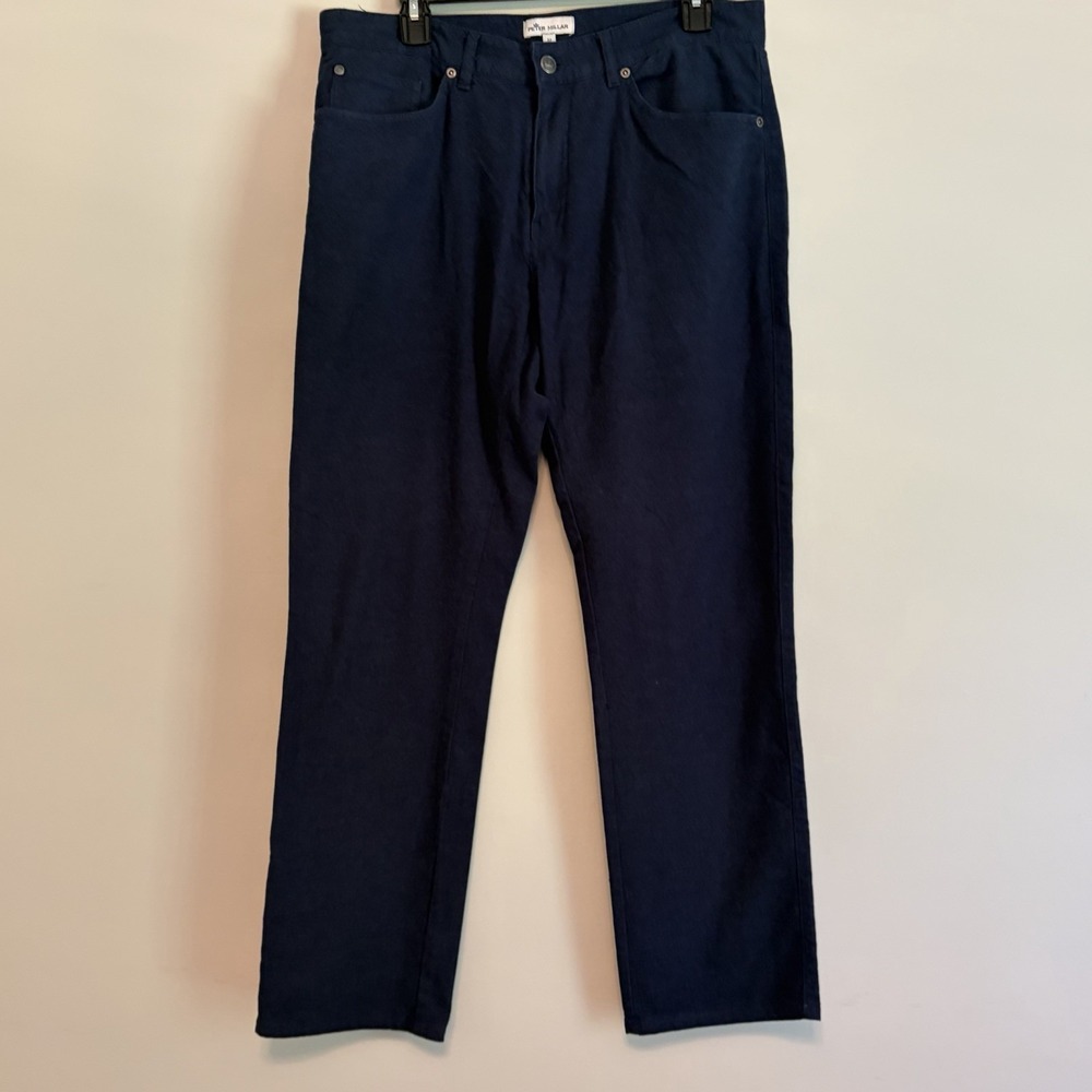 Peter Millar 5 Pocket Pants Sz 33 Navy Blue Golf Preppy Straight Work Business
